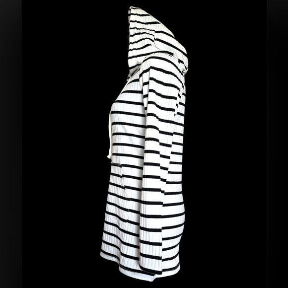 NWT Papillon Small Black & White Striped Long-Sleeve Hoodie - Picture 3 of 7